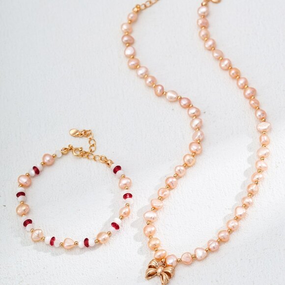 🎀 Artisan Original Pink Pearl & Bow Choker Necklace | S925 Gold Coquette - Picture 7 of 10